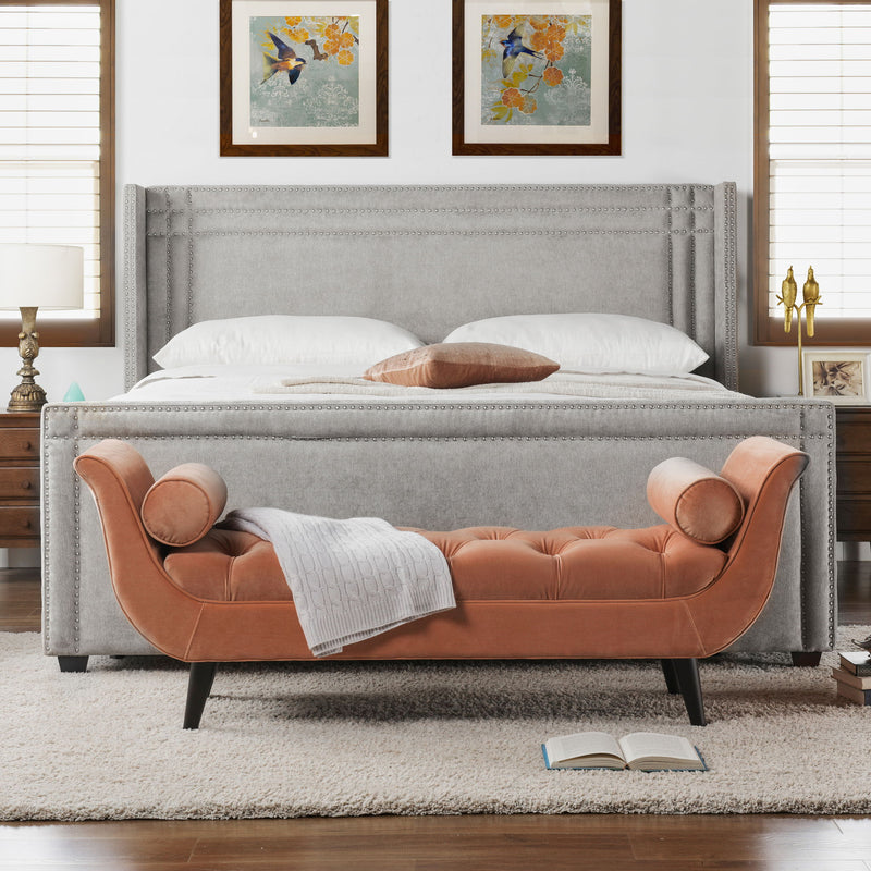 Elle - Wingback Upholstered King Bed - Silver Gray - R&R Furniture Gallery (Fountain Valley, CA)