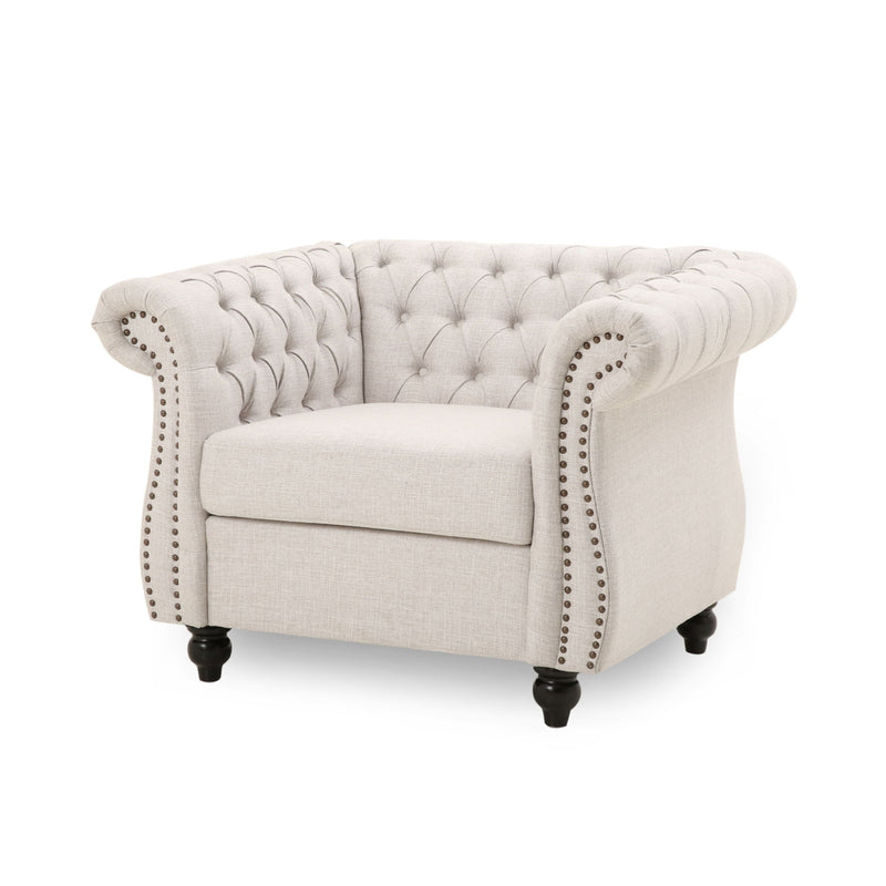 Nexuson - Upholstered Chesterfield Chair With Deep Tufted And Nailhead Trim - R&R Furniture Gallery (Fountain Valley, CA)