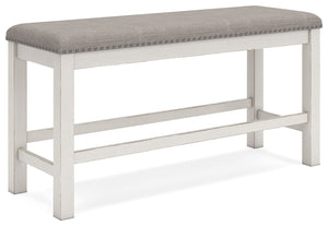 Robbinsdale - Dbl Counter Height Upholstered Dining Bench - Antique White - R&R Furniture Gallery (Fountain Valley, CA)