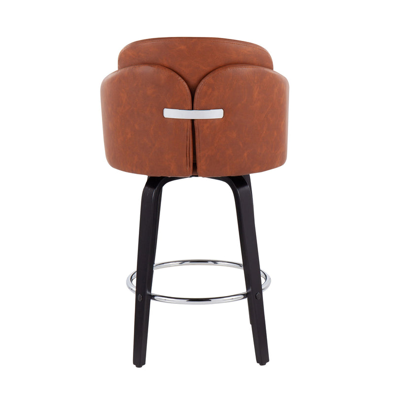 Set of two Lumi Source Dahlia contemporary counter stools with round footrests, showcasing modern design and sleek seating.