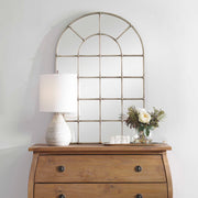 Uttermost Barwell Arch Wall Mirror with pearl silver finish, featuring an elegant arched frame for stylish home decor.