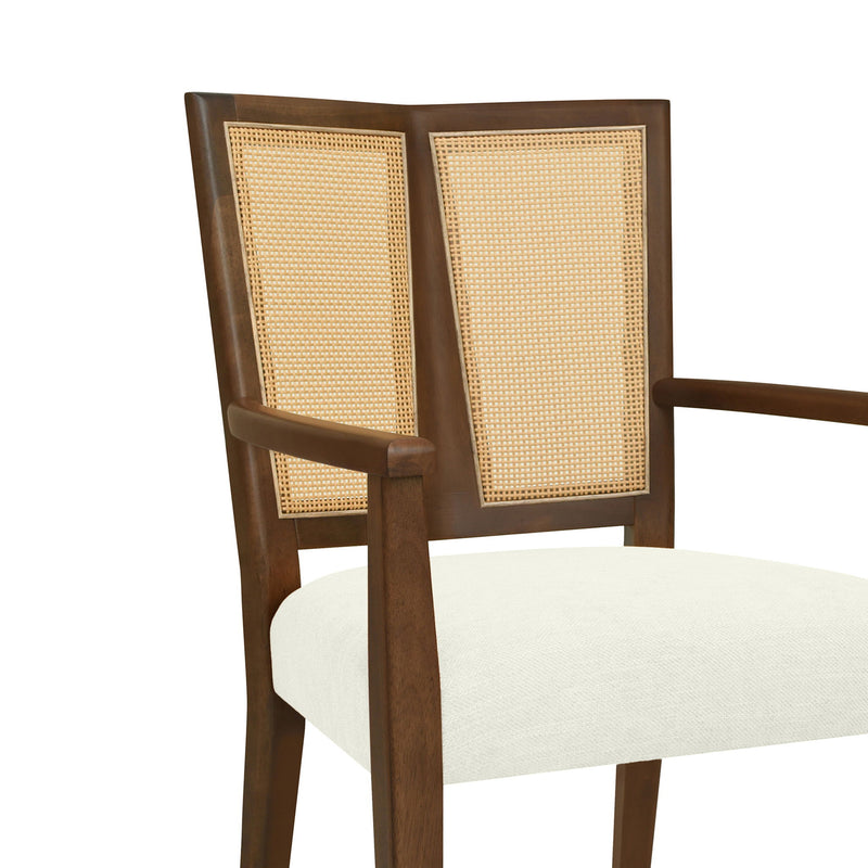 Mid Century Modern Arm Dining Chairs With Rattan Backrest - R&R Furniture Gallery (Fountain Valley, CA)