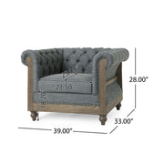 Fabric Upholstered Club Chair With Scrolled Tuxedo Arms - R&R Furniture Gallery (Fountain Valley, CA)