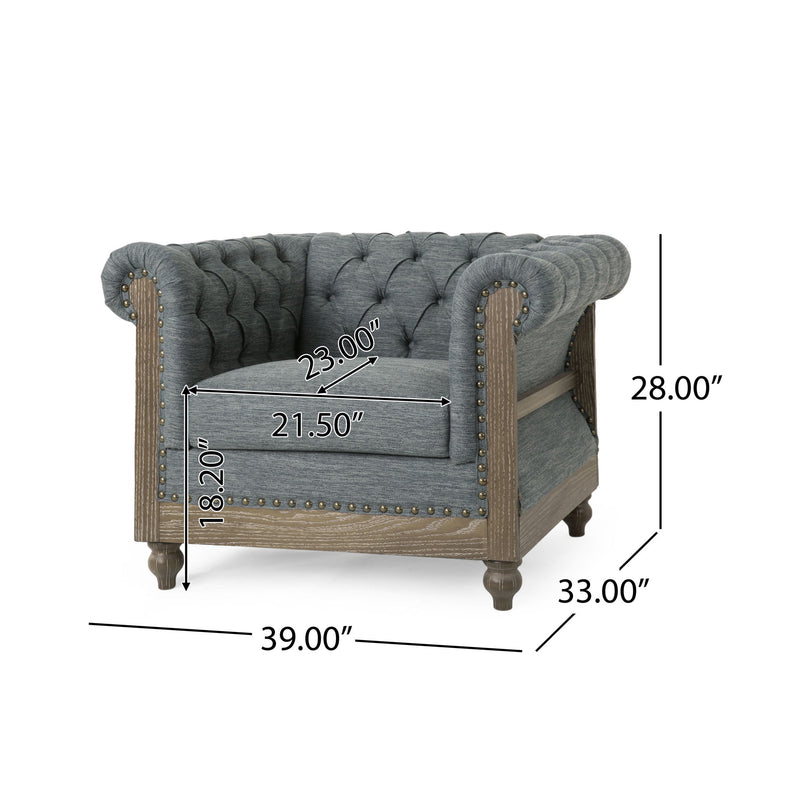 Fabric Upholstered Club Chair With Scrolled Tuxedo Arms - R&R Furniture Gallery (Fountain Valley, CA)