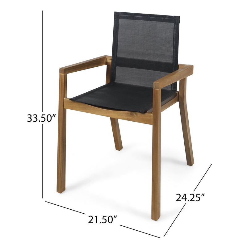 Set of 2 Noble House Belfast dining chairs with acacia wood frames and cushioned seating, ideal for kitchen or dining room.