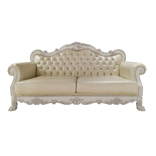 Dresden - Sofa With 4 Pillows - Synthetic Leather & Bone White - R&R Furniture Gallery (Fountain Valley, CA)