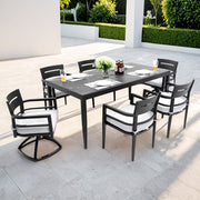 Modern Outdoor Patio Dining Set With Table And Chairs With Sunbrella Cushions - R&R Furniture Gallery (Fountain Valley, CA)