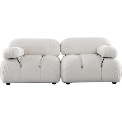 Paloma 2PC Modular 74 Inch Sofa in Light Cream Velvet