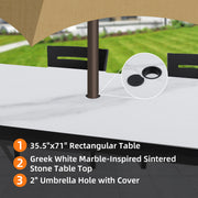 Modern outdoor patio dining table by Life Outside with tapered legs, weatherproof, rust-free surface for outdoor dining spaces.