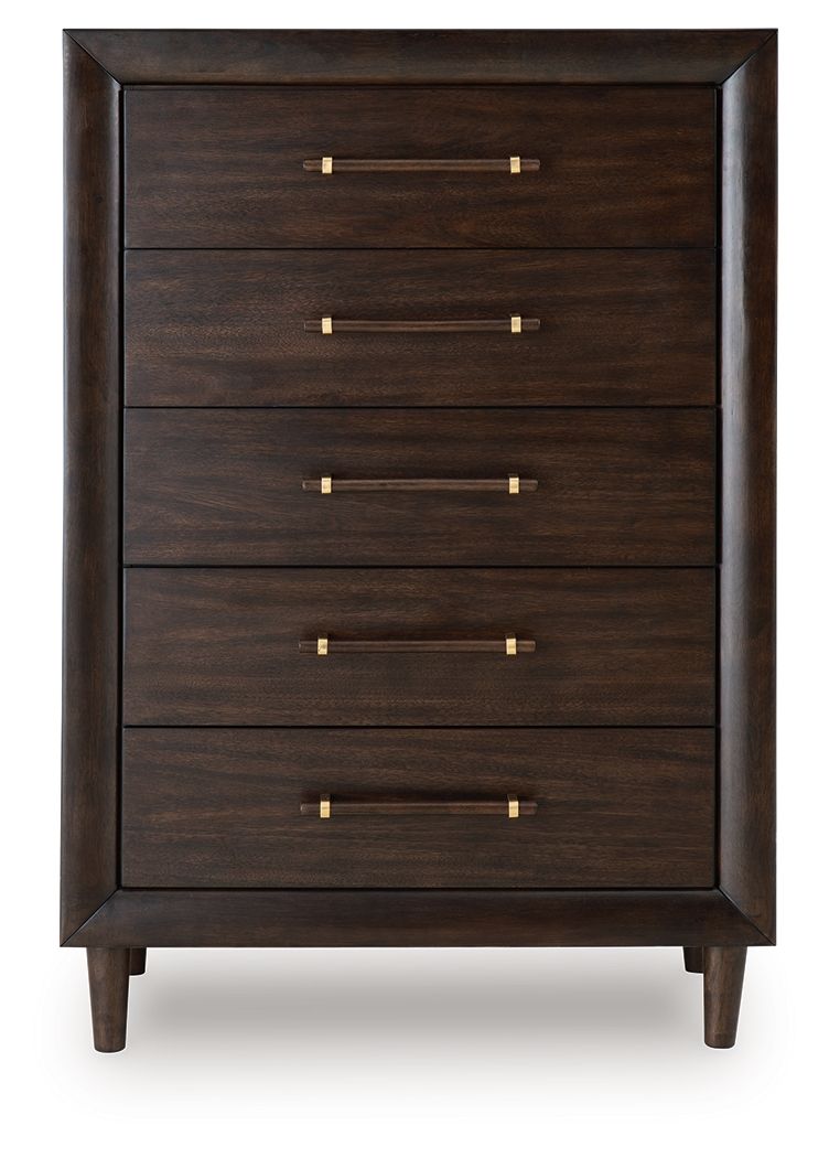 Dantenton - Five Drawer Chest - Merlot - R&R Furniture Gallery (Fountain Valley, CA)