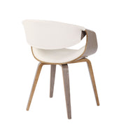 Lumi Source Symphony mid-century modern dining side chair with wooden legs and upholstered seat.