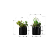 Set of 2 artificial succulent plants from 8th Street, realistic-looking green faux plants in decorative pots.