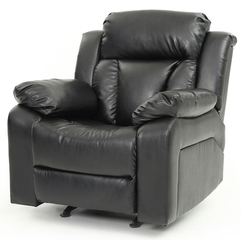 Comfortable Glory Furniture rocking motion recliner chair with cushioned seat and back support, ideal for relaxing at home.