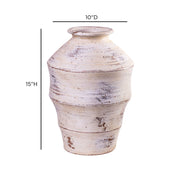 Visha - Scalloped Distressed Terracotta Vase - Cream - R&R Furniture Gallery (Fountain Valley, CA)