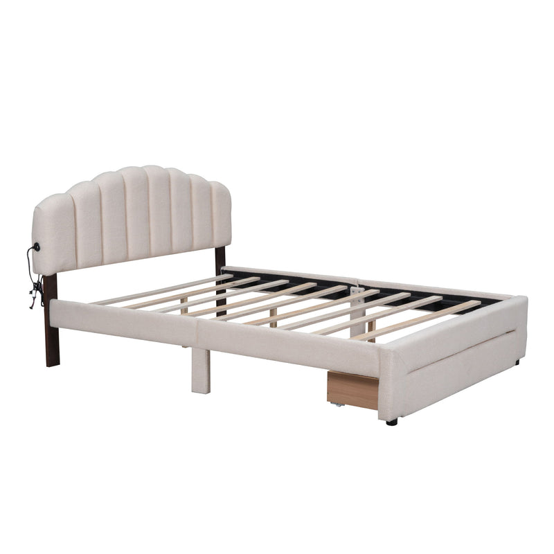 Upholstered Platform Bed With Drawer - R&R Furniture Gallery (Fountain Valley, CA)