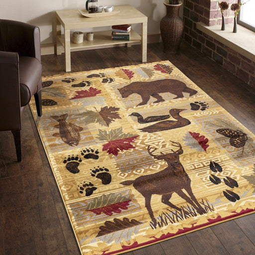 Nature's Nest - 5'3" X 7'3" Polypropylene, Lodge Area Rug - Multi / Beige - R&R Furniture Gallery (Fountain Valley, CA)