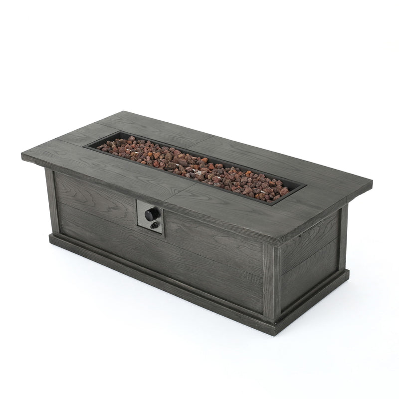 Transitional Rectangular Outdoor Propane Fire Pit With 50, 000 Btu