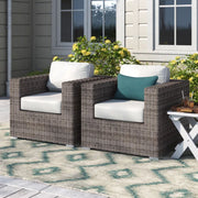 Grade - Club Patio Chair With Sunbrella Cushions (Set of 2) - Gray Mix / White - R&R Furniture Gallery (Fountain Valley, CA)