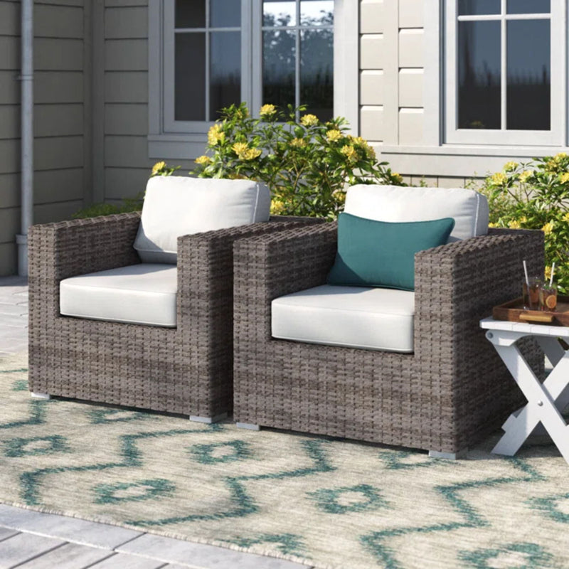 Grade - Club Patio Chair With Sunbrella Cushions (Set of 2) - Gray Mix / White - R&R Furniture Gallery (Fountain Valley, CA)