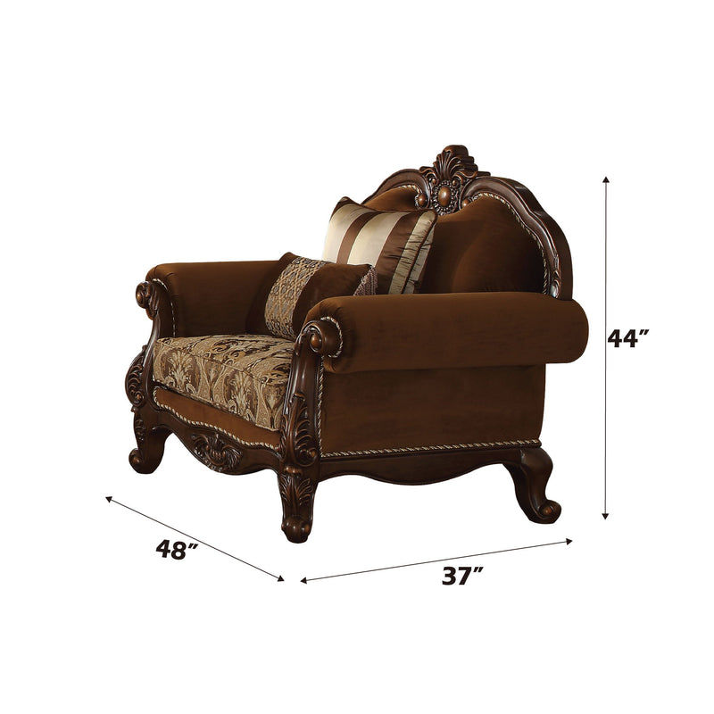 Jardena - Chair With 2 Pillows (Same Lv01593) - Pattern Fabric & Cherry Oak - R&R Furniture Gallery (Fountain Valley, CA)