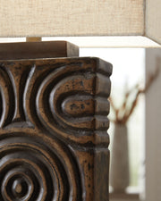 Heathbury - Paper Table Lamp - Antique Brown - R&R Furniture Gallery (Fountain Valley, CA)