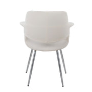 Set of two Lumi Source vintage flair art deco accent chairs with chrome legs in yellow, black, blue, or cream upholstery.