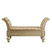 Seville - Bench - Gold Synthetic Leather & Gold - R&R Furniture Gallery (Fountain Valley, CA)