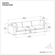 Handcrafted Jasmine stationary sofa by Simpli-Home featuring plush cushions and elegant fabric upholstery.