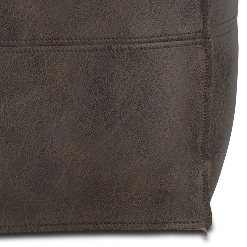Sheffield - Square Pouf - Distressed Dark Brown - R&R Furniture Gallery (Fountain Valley, CA)