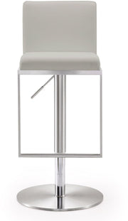 Adjustable height Amalfi barstool by TOV Furniture with a modern design and wooden base, shown in a stylish interior setting.