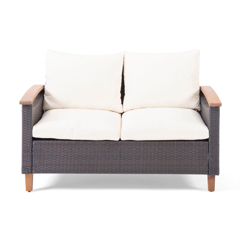Isla - Transitional Chat Set With Water Resistant Cushions - Teak - R&R Furniture Gallery (Fountain Valley, CA)