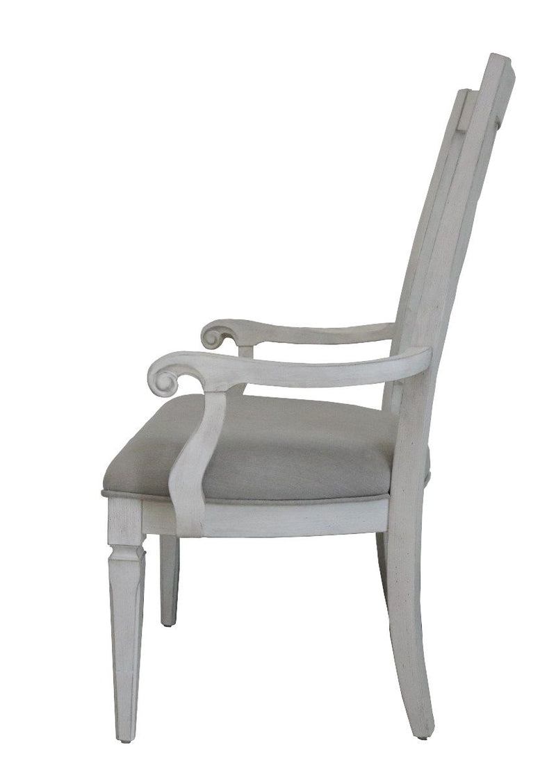 Katia - Arm Chair (Set of 2) - Light Gray Linen & Weathered White - R&R Furniture Gallery (Fountain Valley, CA)