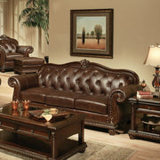 Anondale - Sofa - Espresso Top Grain Leather Match & Cherry - R&R Furniture Gallery (Fountain Valley, CA)