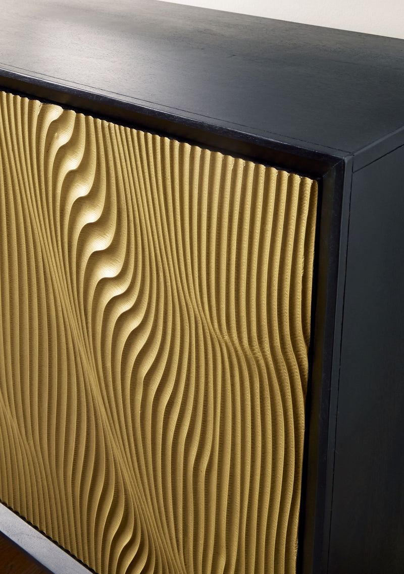 Tayner - Accent Cabinet - Black / Gold Finish - R&R Furniture Gallery (Fountain Valley, CA)