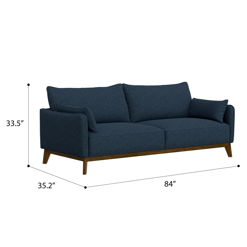 Sofa Wide With Attached Legs - Blue - R&R Furniture Gallery (Fountain Valley, CA)