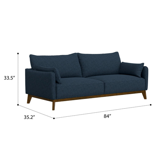 Sofa Wide With Attached Legs - Blue - R&R Furniture Gallery (Fountain Valley, CA)