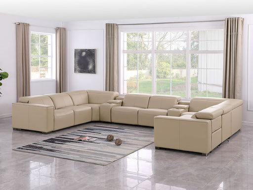 1208 - 10 Piece U Shaped Leather Sectional With 4 Power Recliners & Power Headrest - R&R Furniture Gallery (Fountain Valley, CA)
