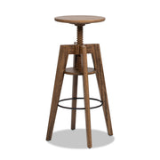 Spencer - Minimalist Oak Adjustable Bar Counter Stool - Walnut Brown Oak - R&R Furniture Gallery (Fountain Valley, CA)