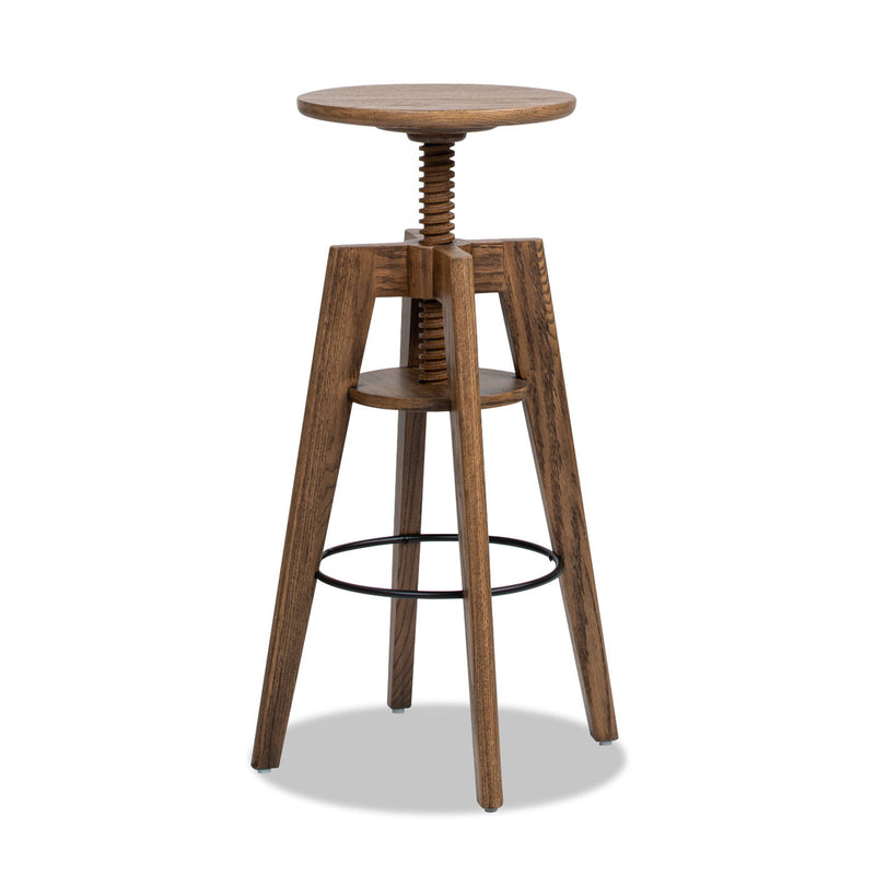 Spencer - Minimalist Oak Adjustable Bar Counter Stool - Walnut Brown Oak - R&R Furniture Gallery (Fountain Valley, CA)