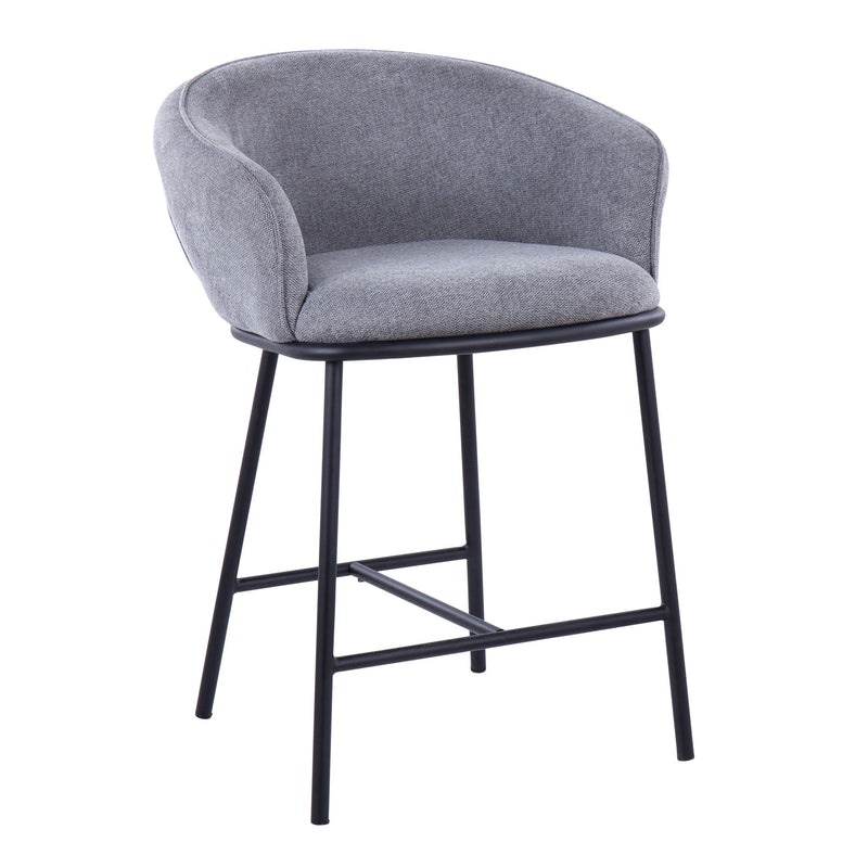 Set of two Lumi Source Ashland contemporary counter stools with wooden seats and metal legs, ideal for kitchen or bar area.