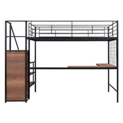 Loft Bed With Desk And Grid, Stylish Frame With Lateral Storage Ladder And Wardrobe - R&R Furniture Gallery (Fountain Valley, CA)