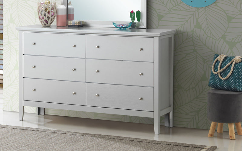 Glory Furniture Primo dresser with multiple drawers, modern wood finish, and sleek design for bedroom storage.