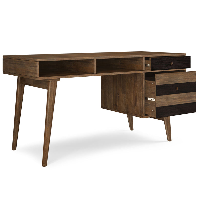 Clarkson - Desk With Side Drawers - Rustic Natural Aged Brown - R&R Furniture Gallery (Fountain Valley, CA)