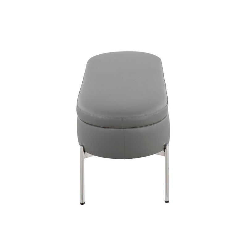Lumi Source Chloe contemporary glam storage bench with upholstered seat and sleek wooden legs, ideal for modern interior decor.
