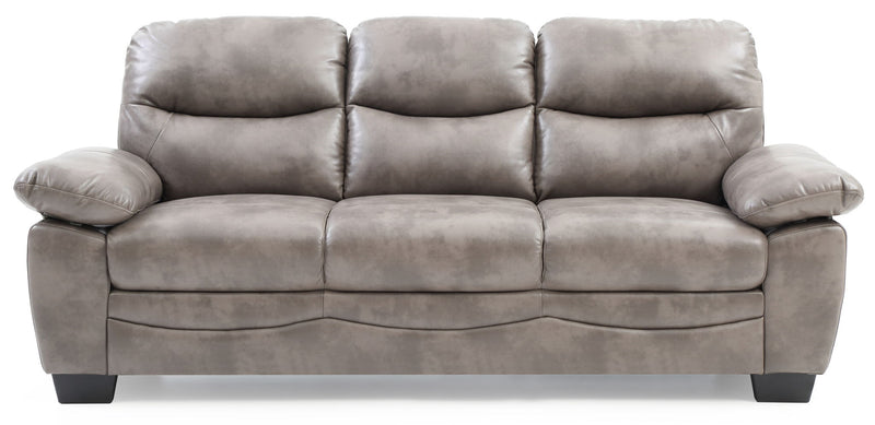 Glory Furniture Marta stationary sofa with plush cushions and modern design, shown in a cozy living room setting.