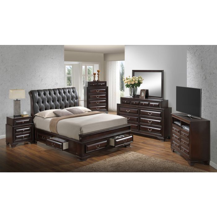 Elegant LaVita storage bed by Glory Furniture featuring a sleek transitional design with built-in storage drawers.