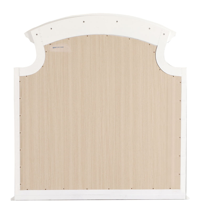 Glory Furniture Summit mirror with a sleek rectangular frame, reflecting a modern home interior.
