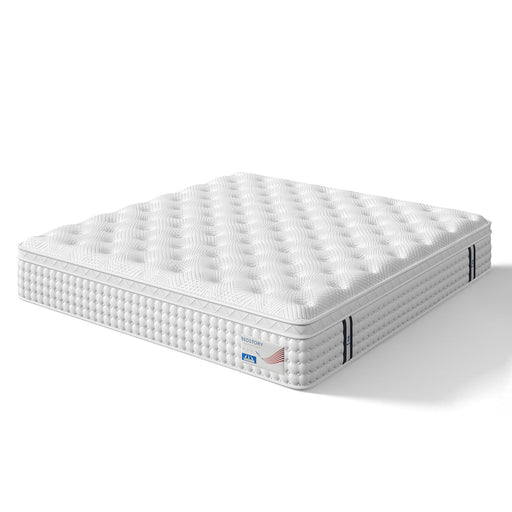 12" King Hybrid Mattress, Memory Foam & Pocket Spring Bed, Medium Firm Comfort, Spine Support, Quiet & Breathable - White - R&R Furniture Gallery (Fountain Valley, CA)