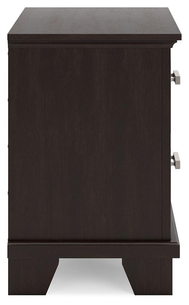 Covetown - Two Drawer Night Stand - Dark Brown - R&R Furniture Gallery (Fountain Valley, CA)