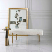 Uttermost Olivier accent bench with wooden legs and upholstered seat, ideal for entryways or living room decor.